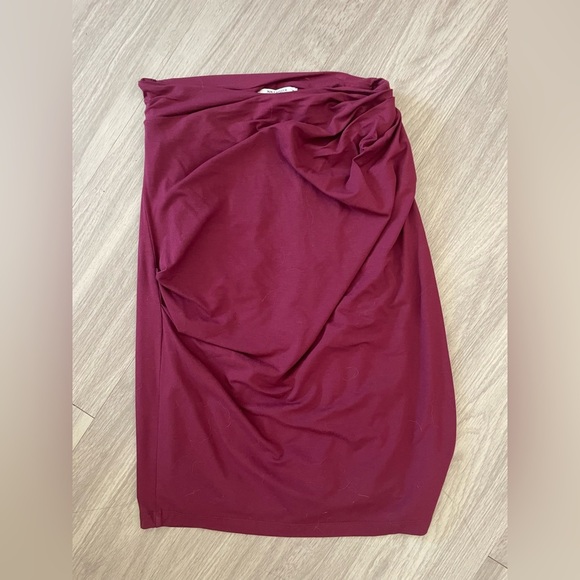 MM Lafleur burgundy red cinched body on midi skirt - Picture 4 of 6